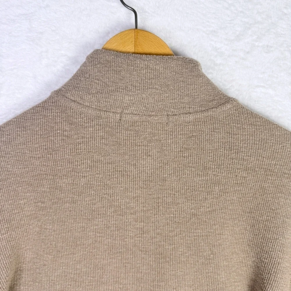 Banana Republic Mens Tan Khaki Waffle Knit Quarter Zip Pullover Sweater M